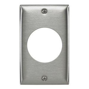 Hubbell Wiring Standard Round Hole Wallplates 1 Gang 1.97 in Metallic Stainless Steel 302/304 Device