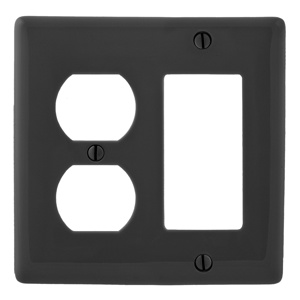 Hubbell Wiring Standard Decorator Duplex Wallplates 2 Gang Black Nylon Device