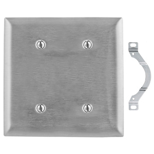 Hubbell Wiring Standard Blank Wallplates 2 Gang Metallic Stainless Steel 302/304 Strap