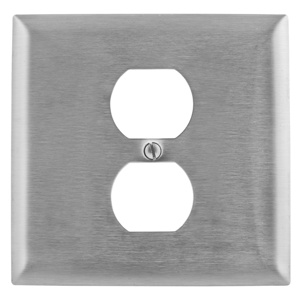 Hubbell Wiring Standard Duplex Wallplates 2 Gang Metallic Stainless Steel 302/304 Device