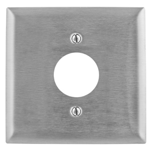 Hubbell Wiring Standard Round Hole Wallplates 2 Gang 1.60 in Metallic Stainless Steel 302/304 Device
