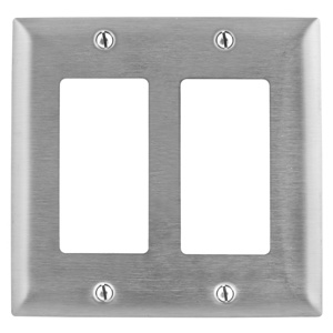 Hubbell Wiring Oversized Decorator Wallplates 2 Gang Metallic Stainless Steel 302/304 Device