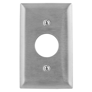 Hubbell Wiring Oversized Round Hole Wallplates 1 Gang 1.39 in Metallic Stainless Steel 302/304 Device