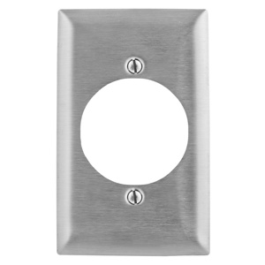 Hubbell Wiring Oversized Round Hole Wallplates 1 Gang 2.13 in Metallic Stainless Steel 302/304 Device