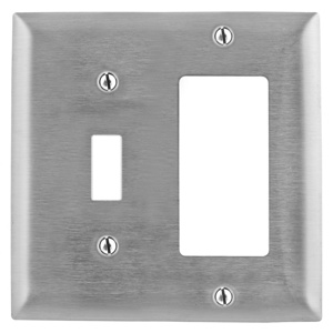 Hubbell Wiring Standard Decorator Toggle Wallplates 2 Gang Metallic Stainless Steel 302/304 Device