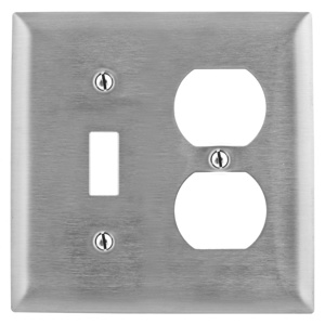 Hubbell Wiring Standard Duplex Toggle Wallplates 2 Gang Metallic Stainless Steel 302/304 Device