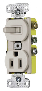 Hubbell Wiring tradeSELECT® HomeSelect™ RC108 Series Combination Devices 15 A 120/125 V Toggle/Receptacle 5-15R