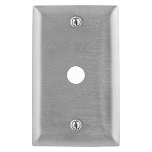 Hubbell Wiring Standard Coax Wallplates 1 Gang 0.406 in Metallic Stainless Steel 302/304 Device