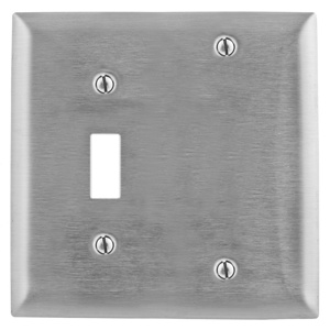 Hubbell Wiring Standard Blank Toggle Wallplates 2 Gang Metallic Stainless Steel 302/304 Device