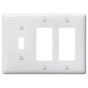 Hubbell Wiring Standard Decorator Toggle Wallplates 3 Gang White Nylon Device