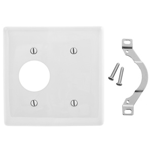 Hubbell Wiring Standard Blank Round Hole Wallplates 2 Gang 1-2/5 in White Nylon Strap