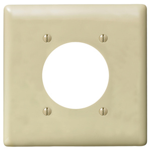 Hubbell Wiring Standard Round Hole Wallplates 2 Gang 2.15 in Ivory Nylon Device