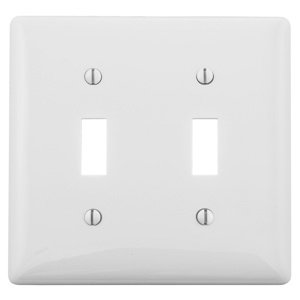 Hubbell Wiring Standard Toggle Wallplates 2 Gang White Nylon Device