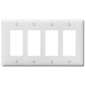 Hubbell Wiring Standard Decorator Wallplates 4 Gang White Nylon Device