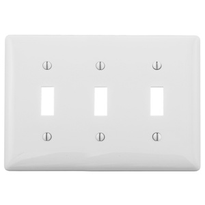 Hubbell Wiring Standard Toggle Wallplates 3 Gang White Nylon Device
