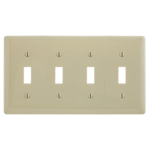 Hubbell Wiring Standard Toggle Wallplates 4 Gang Ivory Nylon Device