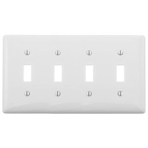 Hubbell Wiring Standard Toggle Wallplates 4 Gang White Nylon Device