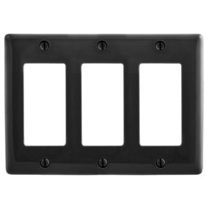Hubbell Wiring Standard Decorator Wallplates 3 Gang Black Nylon Device