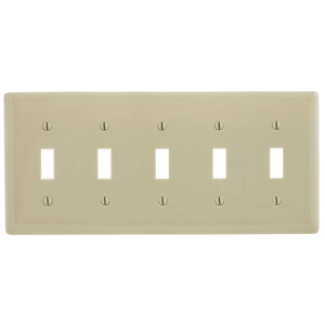 Hubbell Wiring Standard Toggle Wallplates 5 Gang Ivory Nylon Device