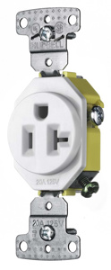 Hubbell Wiring Straight Blade Single Receptacles 20 A 125 V 2P3W 5-20R Residential tradeSELECT® Dry Location White