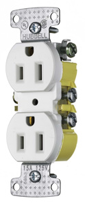 Hubbell Wiring Straight Blade Duplex Receptacles 15 A 125 V 2P3W 5-15R Residential tradeSELECT® Dry Location White