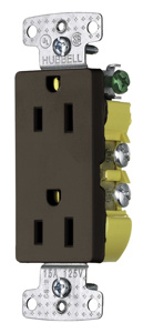 Hubbell Wiring Straight Blade Decorator Duplex Receptacles 15 A 125 V 2P3W 5-15R Residential tradeSELECT® Dry Location Brown