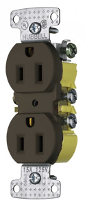 Hubbell Wiring Straight Blade Duplex Receptacles 15 A 125 V 2P3W 5-15R Residential tradeSELECT® Dry Location Brown