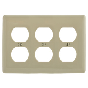 Hubbell Wiring Standard Duplex Wallplates 3 Gang Ivory Nylon Device