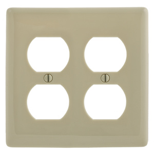 Hubbell Wiring Standard Duplex Wallplates 2 Gang Ivory Nylon Device