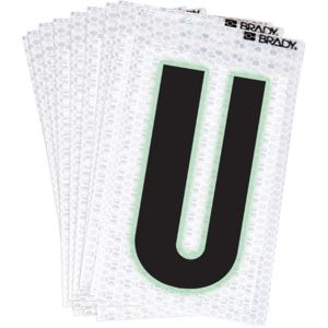 Brady 3000 Series Glow in the Dark Number and Letter Labels <em class="search-results-highlight">U</em> Black/Silver, Glow-in-the-Dark Border B-309 Prismatic Reflective Sheeting