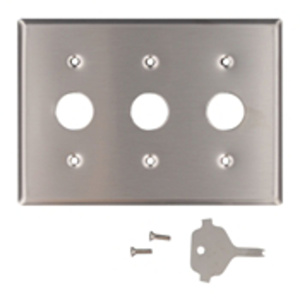 Leviton Standard Barrel Key Wallplates 3 Gang 0.88 in Stainless Steel 430 Stainless Steel Spanner Device