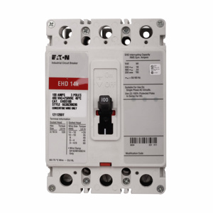 Eaton Cutler-Hammer EHD Series C Molded Case Industrial Circuit Breakers 50 A 480 VAC, 250 VDC 14 kAIC 3 Pole 3 Phase