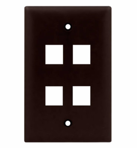 Pass & Seymour Standard Multimedia Faceplates 1 Gang 4 Port Brown ABS Plastic Box