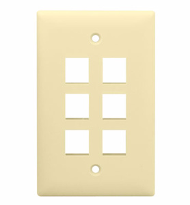 Pass & Seymour Standard Multimedia Faceplates 1 Gang 4 Port Light Almond ABS Plastic Box