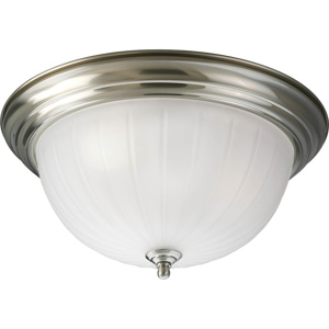 Progress Lighting Melon Series Close-to-Ceiling Light Fixtures Incandescent Brushed Nickel Frosted Ribbed Glass