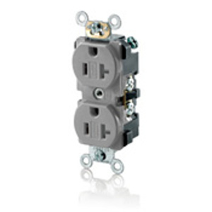 Leviton TBR20 Series Duplex Receptacles 20 A 125 V 2P3W 5-20R Commercial Specification Grade Tamper-resistant Gray<multisep/>Gray