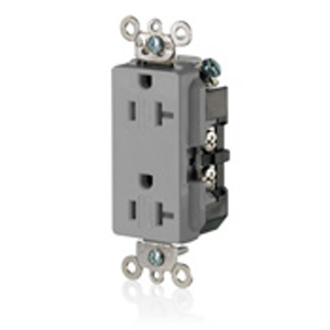 Leviton Plus TDR20 Series Duplex Receptacles 20 A 125 V 2P3W 5-20R Heavy-Duty Industrial Specification Grade Decora® Tamper-resistant Gray<multisep/>Gray