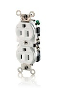 Leviton TWR15 Series Duplex Receptacles 15 A 125 V 2P3W 5-15R Heavy-Duty Industrial Specification Grade Tamper-resistant, Weather-resistant Ivory<multisep/>Ivory