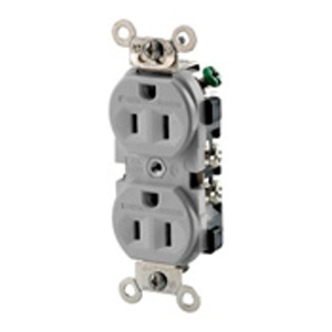 Leviton TWR15 Series Duplex Receptacles 15 A 125 V 2P3W 5-15R Heavy-Duty Industrial Specification Grade Tamper-resistant, Weather-resistant Gray<multisep/>Gray