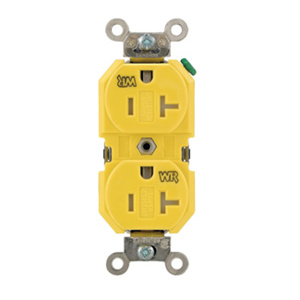 Leviton TWR20 Series Duplex Receptacles 20 A 125 V 2P3W 5-20R Industrial Tamper-resistant, Weather-resistant Yellow