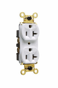 Pass & Seymour WR5362 Series Duplex Receptacles 20 A 125 V 2P3W 5-20R Commercial Weather-resistant White