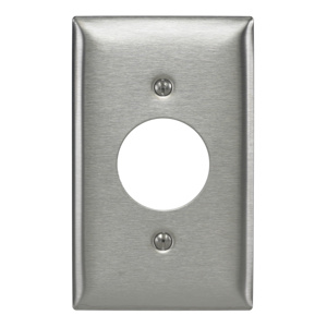 Hubbell Wiring Standard Round Hole Wallplates 1 Gang 1.40 in Metallic Stainless Steel 302/304 Device