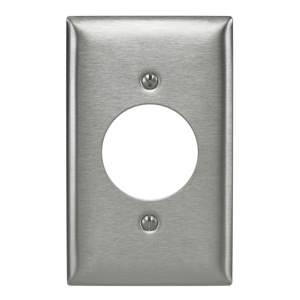 Hubbell Wiring Standard Round Hole Wallplates 1 Gang 1.60 in Metallic Stainless Steel 302/304 Device