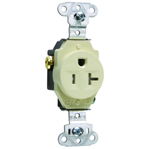 Pass & Seymour TR5351 Series Single Receptacles 20 A 125 V 2P3W 5-20R Commercial Tamper-resistant Ivory