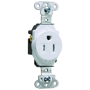 Pass & Seymour TR5251 Series Single Receptacles 15 A 125 V 2P3W 5-15R Commercial Tamper-resistant White