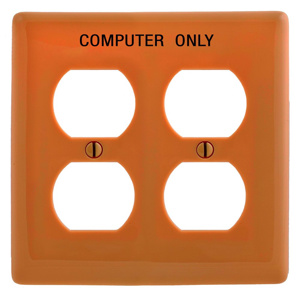 Hubbell Wiring Midsized Duplex Wallplates 2 Gang Orange Nylon Computer Only Device