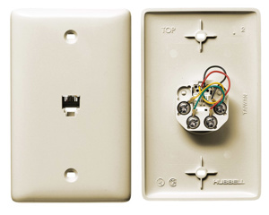 Hubbell Wiring NS730 Netselect® Series Faceplates 1-RJ11/RJ14 Light Almond