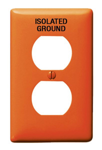 Hubbell Wiring Standard Duplex Wallplates 1 Gang Orange Nylon Isolated Ground Device