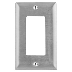 Hubbell Wiring Oversized Decorator Wallplates 1 Gang Metallic Stainless Steel 302/304 Device