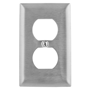 Hubbell Wiring Oversized Duplex Wallplates 1 Gang Metallic Stainless Steel 302/304 Device